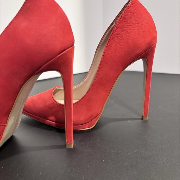 Steve Madden Lovey Red Suede Stiletto Pumps - Picture 7 of 16